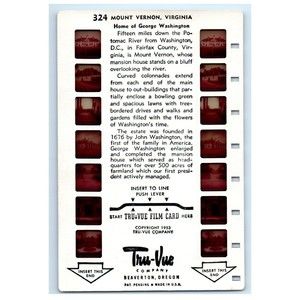 Vintage Tru Vue Tru-Vue Film Card Mount Vernon Virginia George Washington‎ 324